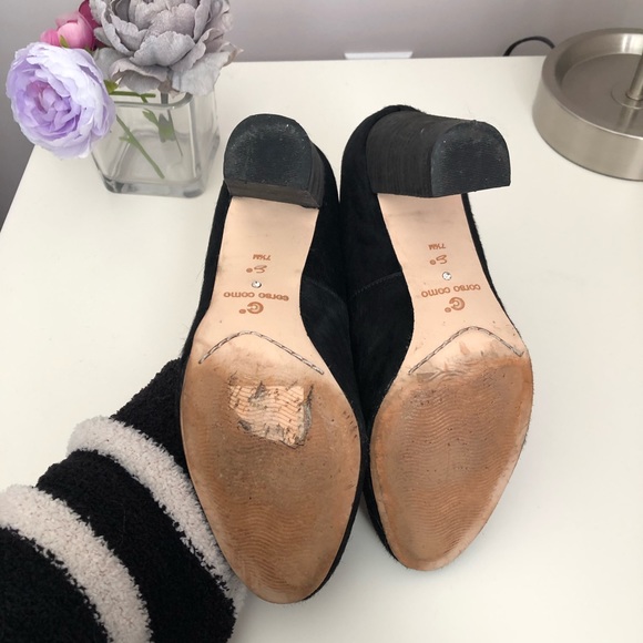 Black Calf Hair Block Heels - Picture 2 of 8